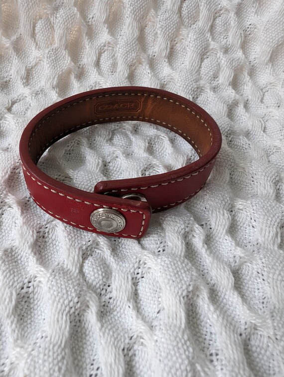 Coach Red Leather Snap Bracelet // Nine Inches // 