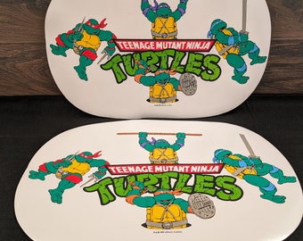 Set of Two Vintage 1989 Teenage Mutant Ninja Turtles PVC Placemats TMNT // Fan Club Exclusive! // Pristine Condition!