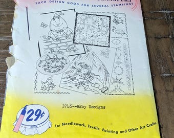 Vintage Aunt Martha's Hot Iron Transfer - Baby Designs - Nursery Rhymes