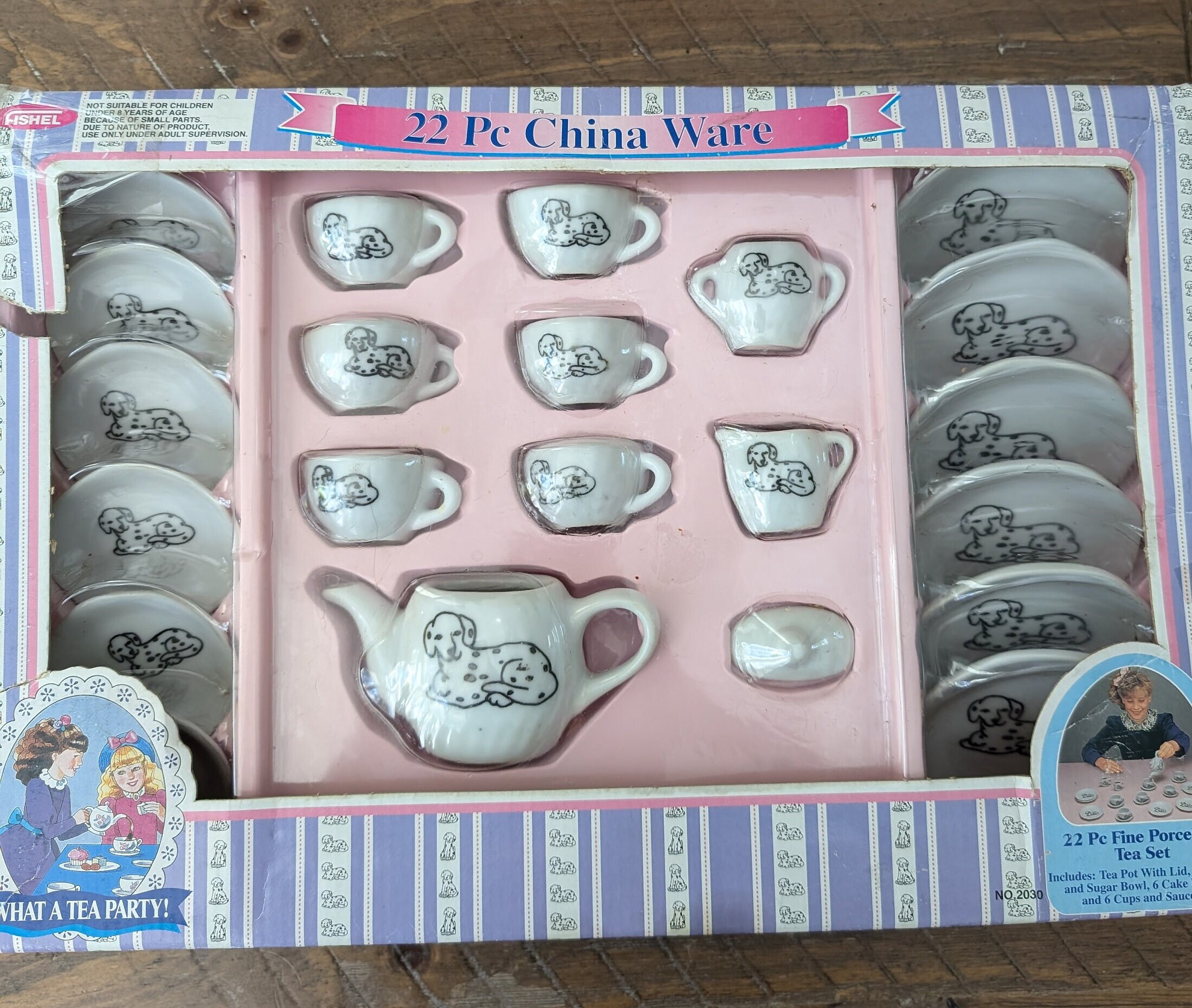 1996 Fishel 22 Piece Dalmatian Fine China Ware Play Dishes