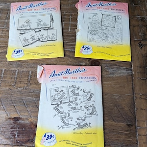 Your Choice! Vintage Aunt Martha&#39;s Hot Iron Transfers , Baby Designs, Days of The Week, Pretty Floral MCM Design for Cross Stitch Embroidery