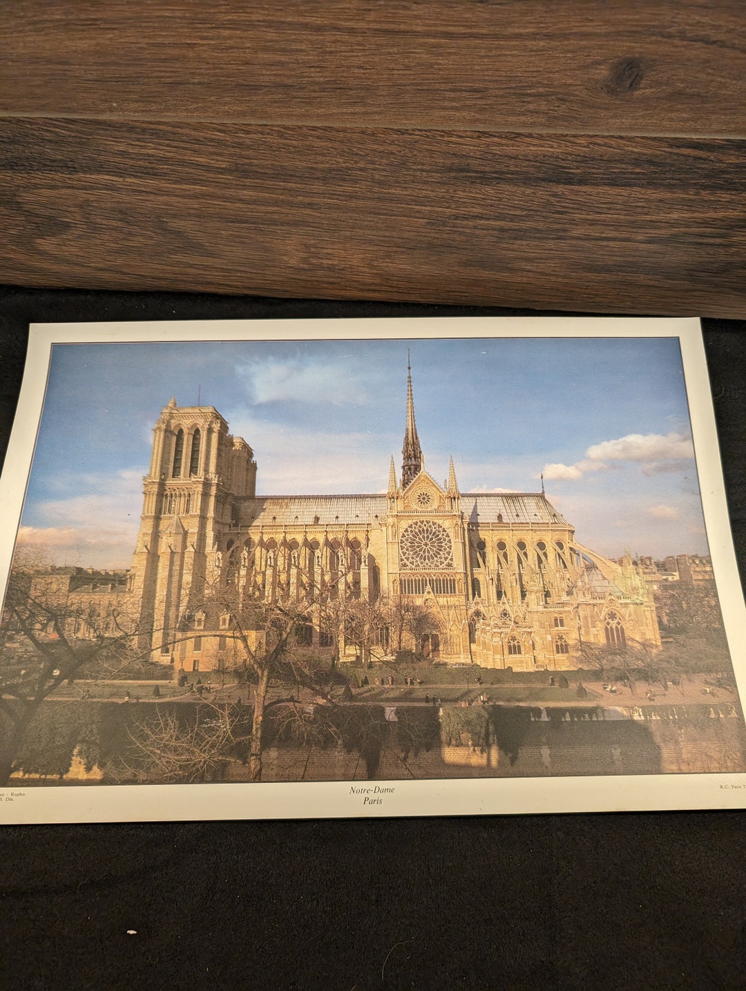 Vintage Mid Century Authentic Placemat Featuring the Notre Dame From a