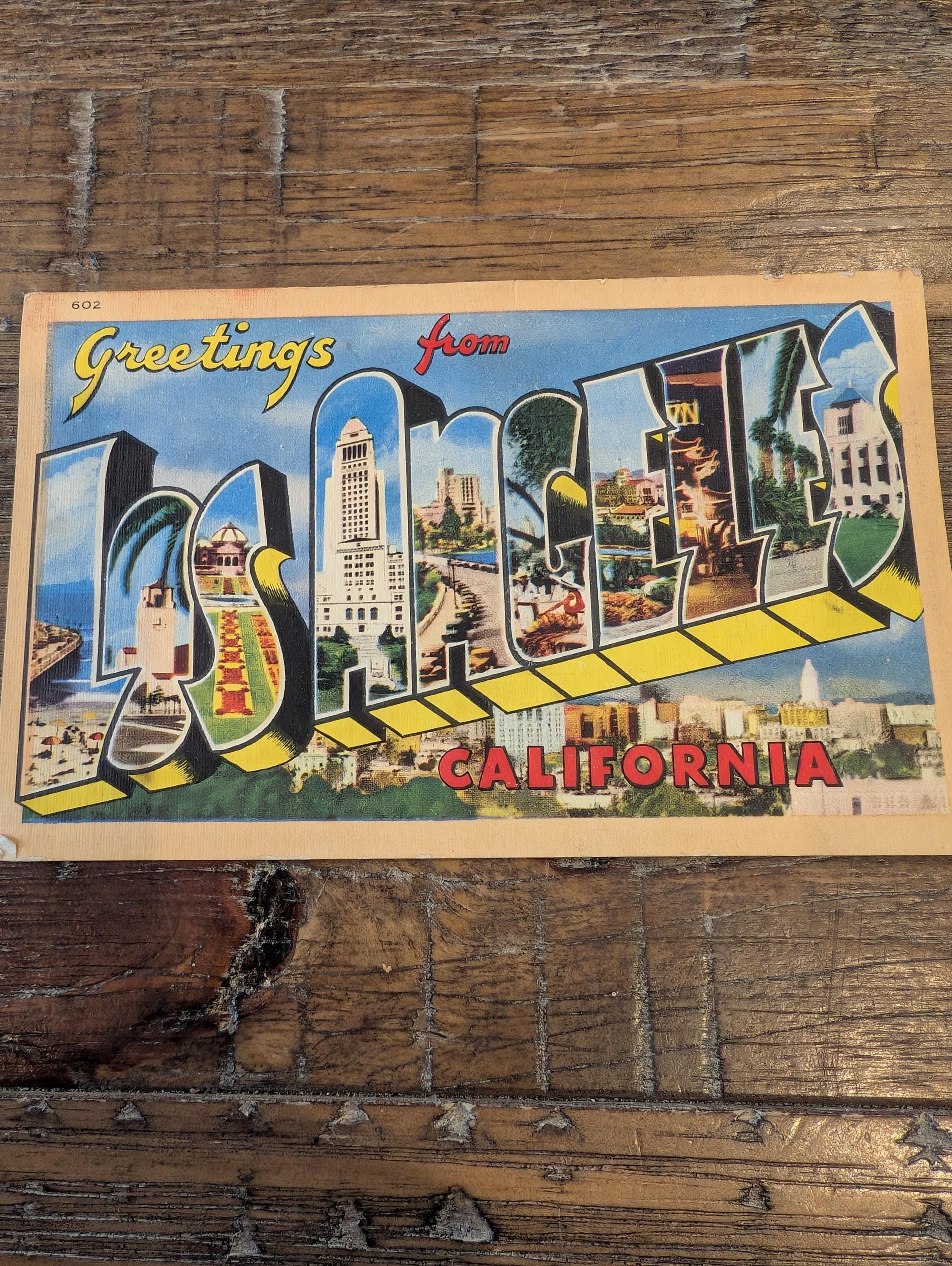 Vintage 1940's Greetings From Los Angeles California Postcard