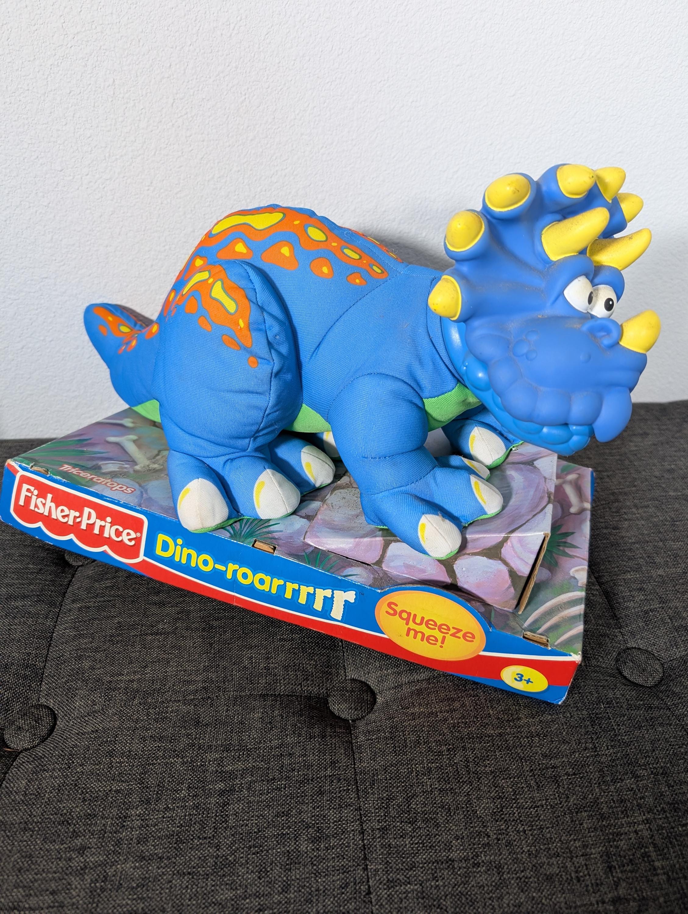Vintage 1999 Dino Roar Toy Fisher Price - Triceratops Puffalump