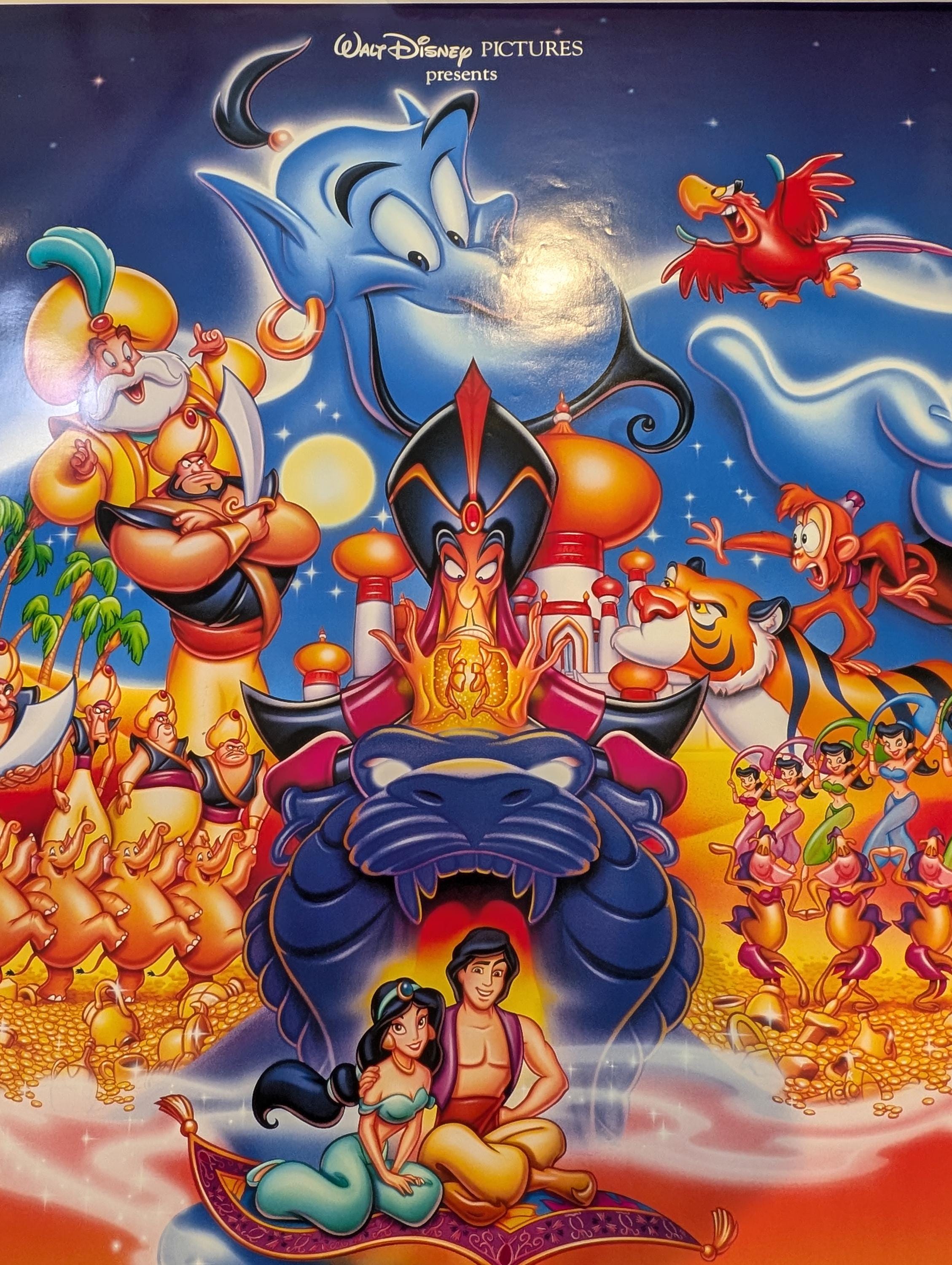 Double Sided Aladdin Original One Sheet Movie Poster 1992 Disney