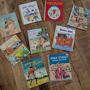 Religious Vintage Little Golden Books // nostalgic gifts // Bible Stories for Children // Noah&#39;s Ark, Prayers Stories About Jesus, God
