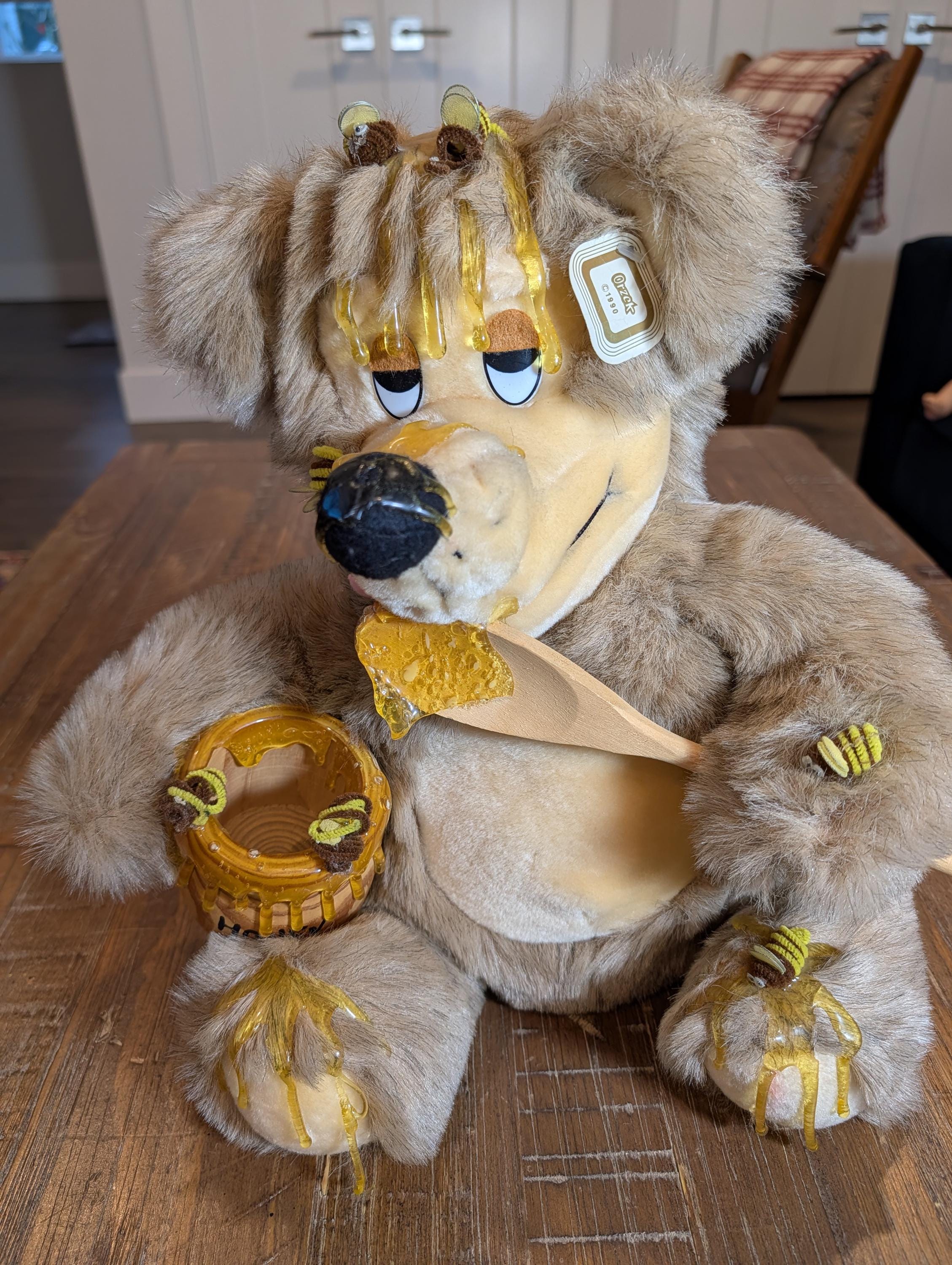 Grand Nounours en Peluche Miel Articulé 45cm Léonard l'Ours