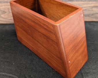 Midcentury MCM Asymmetric Teak Desk Box // Magazine Box // Wooden Desk Box