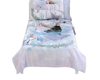 4 Piece Frozen 2 'Royally Cool' Toddler Bed Set - Bedding - Sheets & Comforter