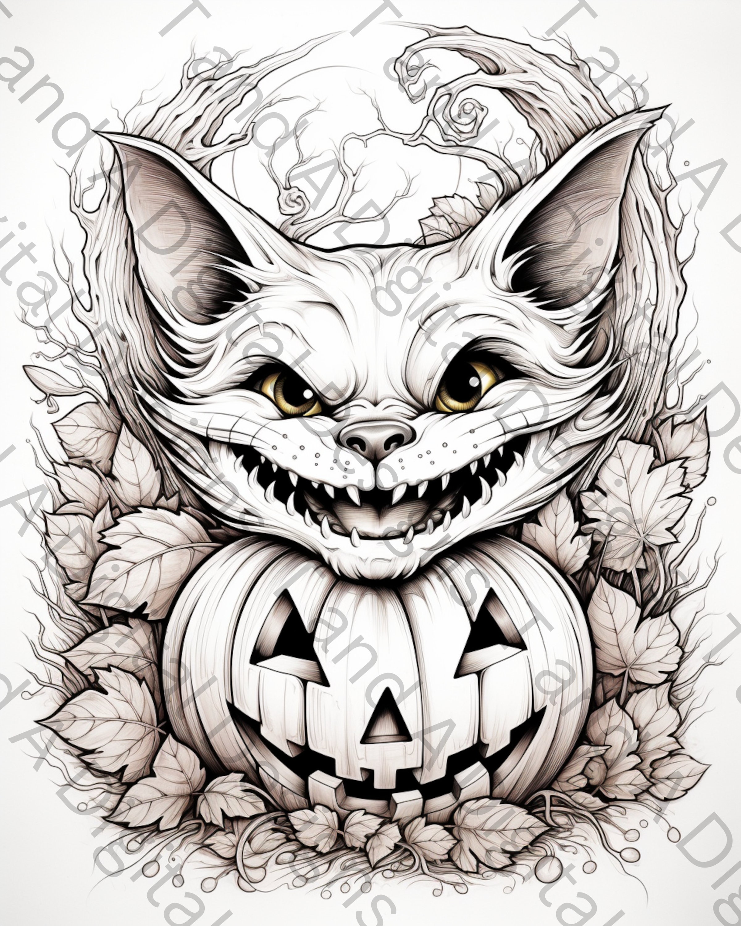 Halloween Bad Kitty Coloring Page - Il Fullxfull.5352223333 Q91p 