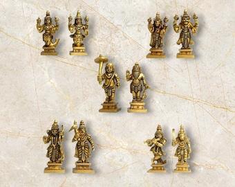 Dashavataram, Ten Incarnations of Lord Vishnu, 10 Avatars of Lord Vishnu (High Quality Brass), Hindu God Statue, Lord Vishnu, Quick Dispatch