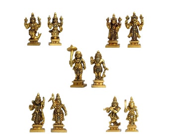 Dashavataram, Ten Incarnations of Lord Vishnu, 10 Avatars of Lord Vishnu (High Quality Brass), Hindu God Statue, Lord Vishnu, Quick Dispatch
