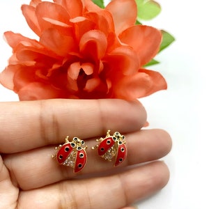 Ladybug Earrings, Lady bug earrings, Insect Earrings, Good Luck Earrings, Lady Bug stud earrings