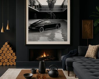Porsche Pool 911 Black and White Photography Art Print (Digital Download)