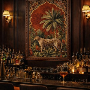 Leopard Botanical Print, Maximalist Eclectic Wall Art (Instant Download)