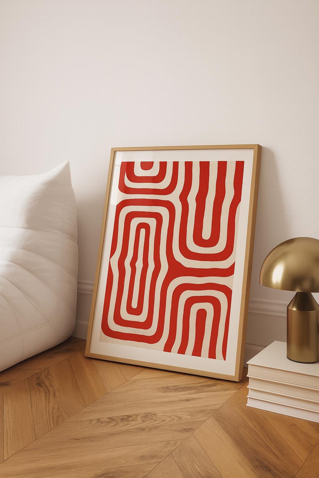 Retro Abstract Red Lines Print : Geometric Minimalist Poster (digital ...