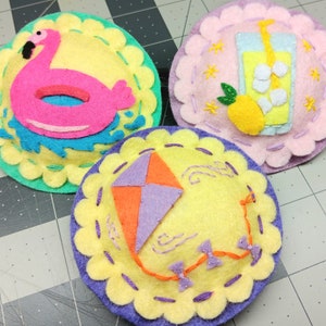 Handmade Summer Felt Ornaments: Flamingo, Lemonade, Kite