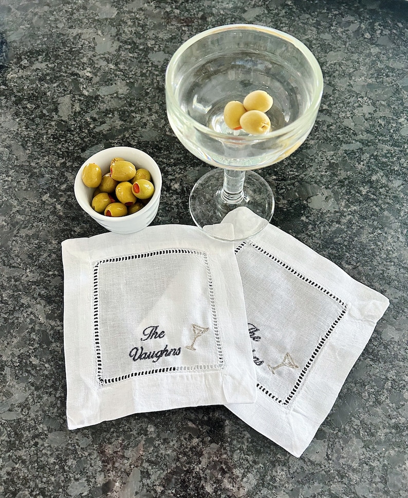 CUSTOM Embroidered Cocktail Napkins Etsy