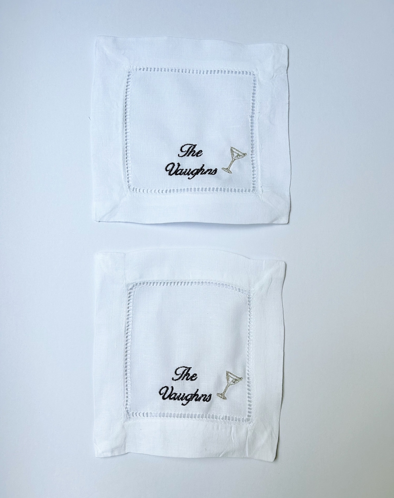 CUSTOM Embroidered Cocktail Napkins Etsy