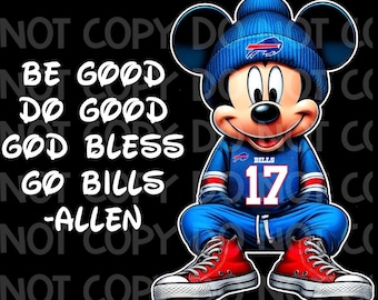 Archivo PNG de la camiseta de Josh Allen con Mickey Mouse: Arte de fans de los Buffalo Bills (impresión DTF)