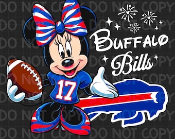 Archivo PNG de la camiseta de Minnie Mouse de Josh Allen: Arte de fan de los Buffalo Bills (impresión DTF)