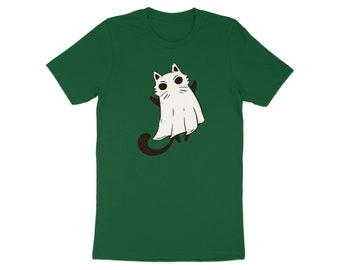 Maglietta divertente con gatto fantasma, maglietta carina con gatto di Halloween, maglietta con stagione spettrale, maglietta con gatto fantasma, maglietta con gatto di Halloween, regalo per amanti dei gatti, maglietta per amanti dei gatti