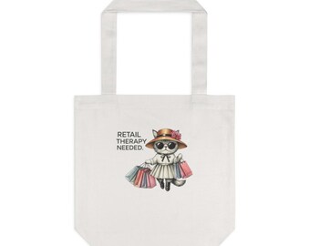 Retail Therapy Tote Bag Cute Fashion Cat Bag Shopping Lover Gift Stylish Cat Lover Tote Boutique Aesthetic Gift For Her