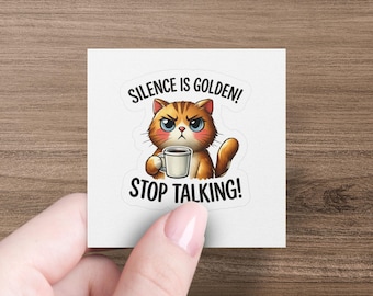 Cute Grumpy Cat Sticker Meow Cartoon Cat Laptop Decal Funny Cat Lover Gift Kawaii Cat Vinyl Sticker