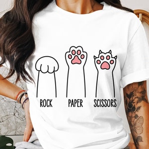 Cat Game Shirt, Funny Rock Paper Scissors Cat Paws Tee, Cute Pet Lover Gift, Humorous Cat T-Shirt, Funny Animal Humor Apparel