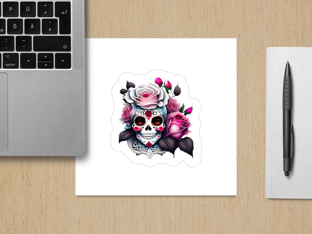 Calabera Sticker Sugar Skull Sticker, Dia De Los Muertos Decor, Floral Calavera Decal ...