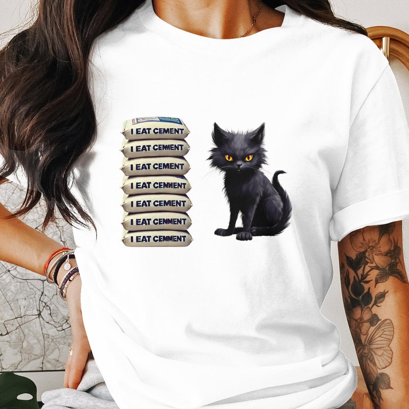 Ich Esse Zement Lustiges Katzen Meme T-Shirt - Witziges Cat Shirt Für Herren