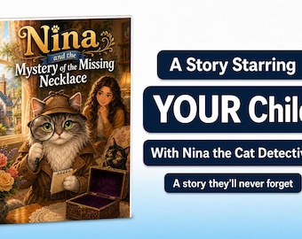 Personalized Children's Mystery Book, Cat Detective Adventure Story (Digital PDF)