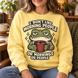Grumpy Frog Coffee PNG Funny Morning People Quote