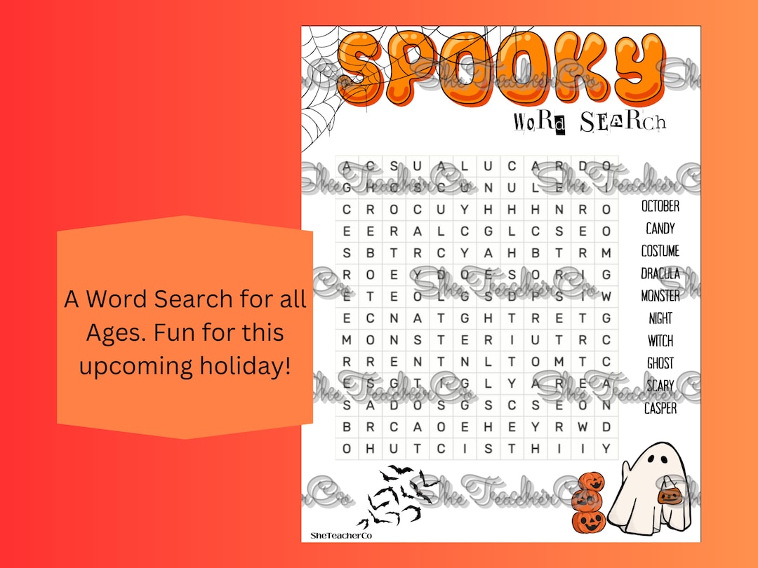 Halloween Spooky Word Search Printable Puzzle for All Ages - Etsy