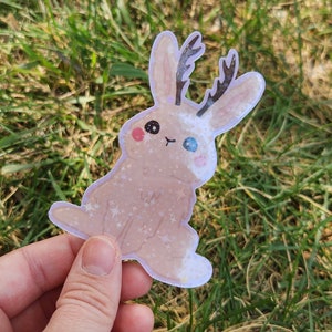Jackalope Vinyl Sticker - Fantasy Sticker - Cute Bunny Sticker