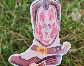 Cute Cowgirl Boot Vinyl Sticker – Western Style, Laptop Decal