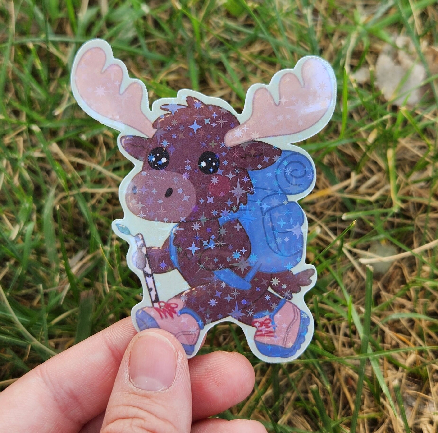 Cute Hiking Moose Vinyl Sticker - Laptop, Water Bottle Decal - Etsy