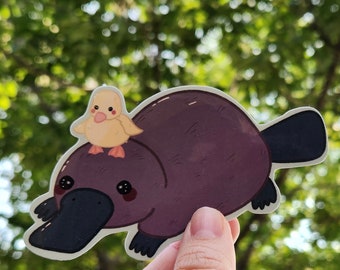 Cute Platypus & Duck Vinyl Sticker – Holographic, Water Resistant
