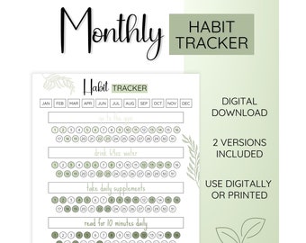 Vertical Monthly Habit Tracker Printable (Digital Download)