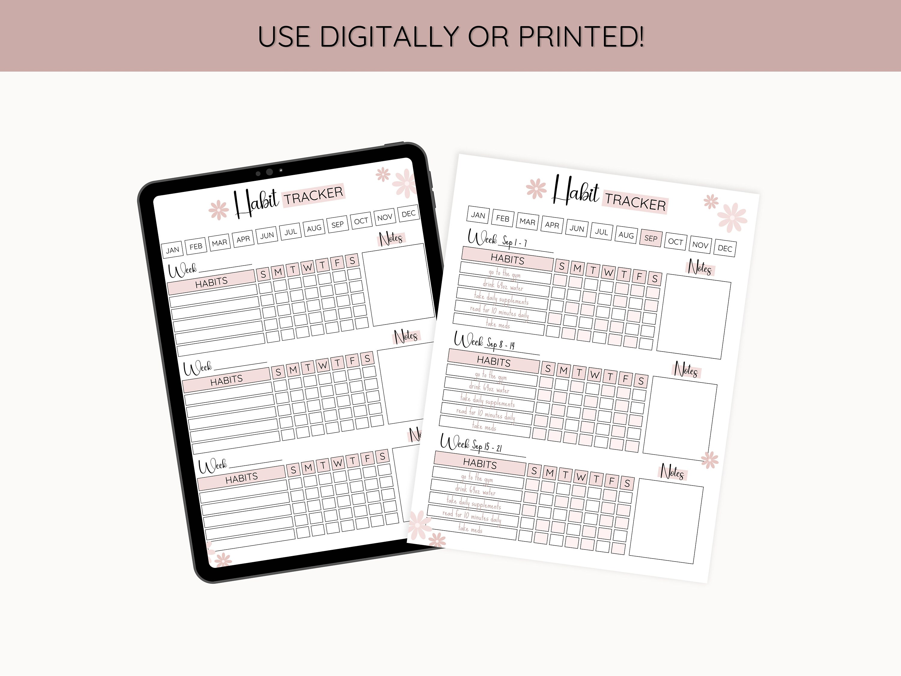 Vertical Habit Tracker Printable Monthly Habit Tracker Habit - Etsy