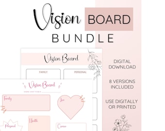 Vision Board Template Bundle, Goal Setting Planner (Digital Download)