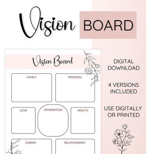 Vertical Vision board, Vision board kit, Manifestation planner, Law of attraction, Goal setting planner, self love journal, Business goal