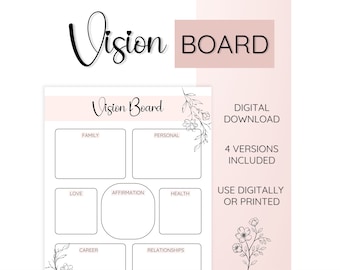 Vertical Vision Board Kit, Manifestation Planner (Digital Download)