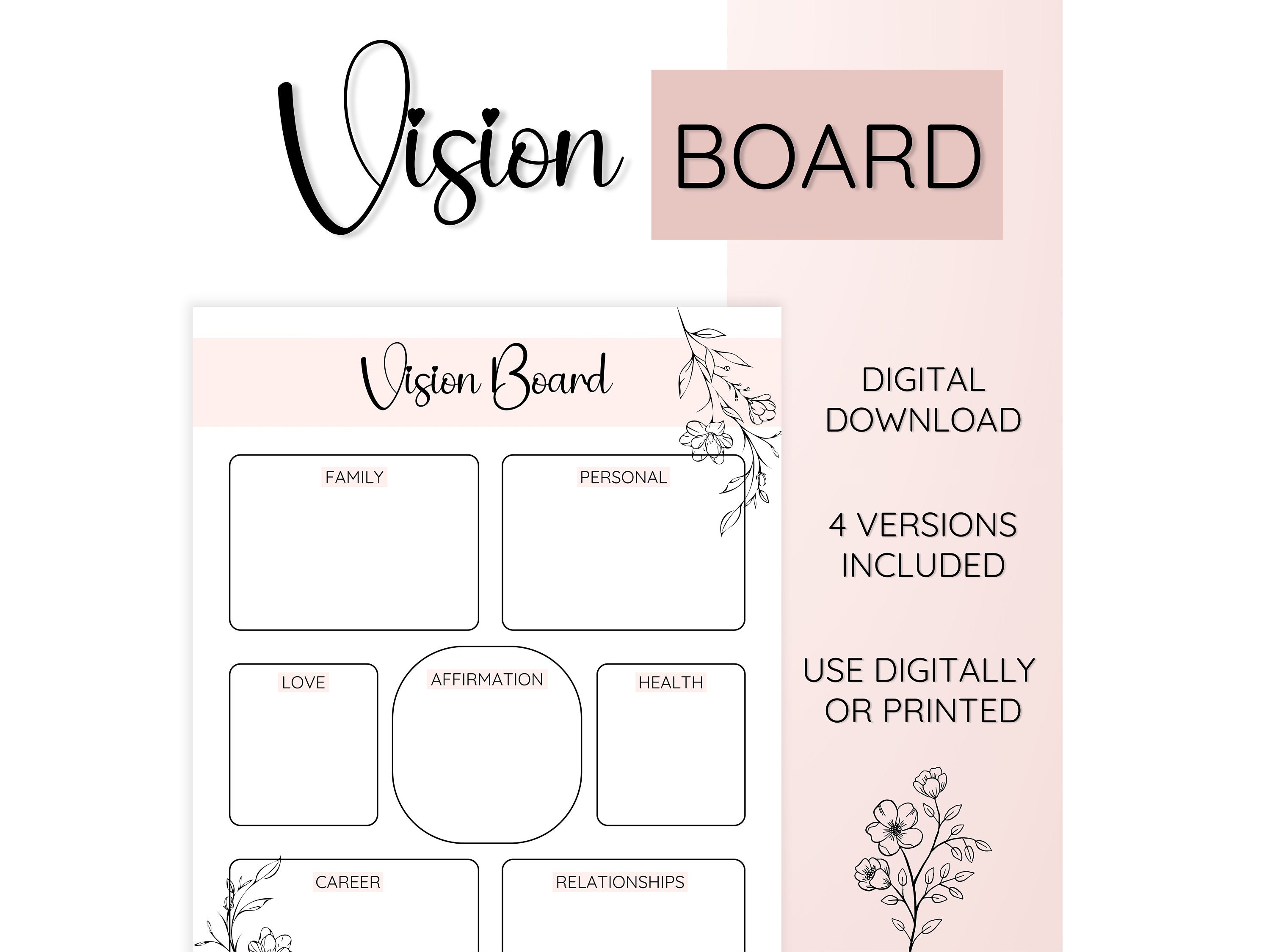 Pink Vision Board Printable for Women, Vision Board Kit for Girls, Pink  Mood Board, Manifestation Printable, Law of Attraction Planner 