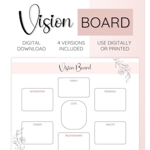 Horizontal Vision board, Vision board kit, Manifestation planner, Law of attraction, Goal setting planner, self love journal, Business goal
