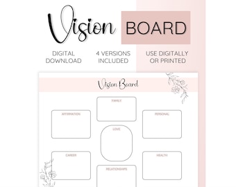 Printable Vision Board Kit, Goal Planner, Manifestation (Digital Download)