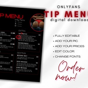 Onlyfans Tip Menu Editable Template Canva OF - Etsy
