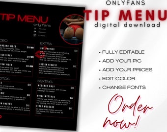 OnlyFans Tip Menu Editable Template Canva OF