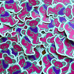 grateful dead neon pink dancing bear sticker *updated*