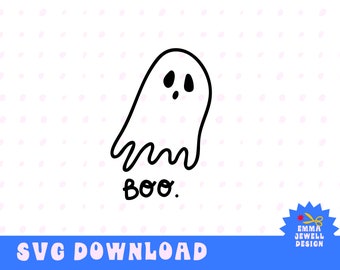 Ghost Face SVG, Halloween Boo Clipart, Cricut Cut File (Digital Download)